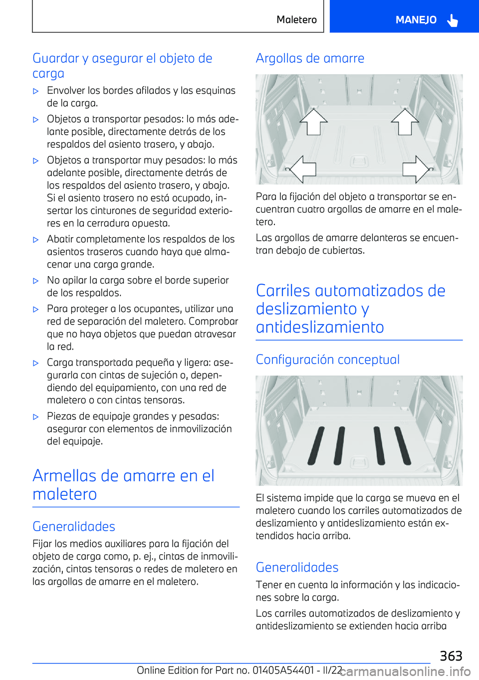 BMW X5 M 2022  Manuales de Empleo (in Spanish) Guardar y asegurar el objeto de
carga