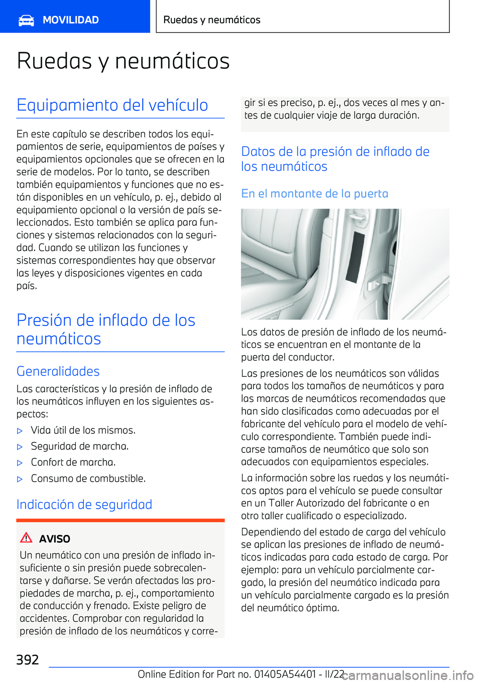 BMW X5 M 2022  Manuales de Empleo (in Spanish) Ruedas y neum