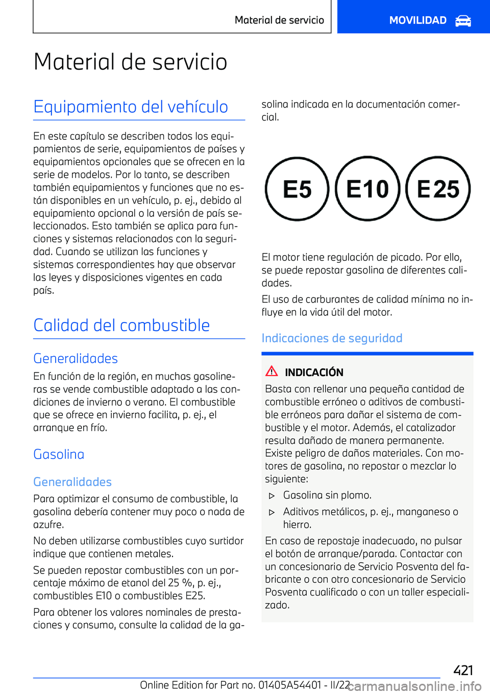 BMW X5 M 2022  Manuales de Empleo (in Spanish) Material de servicioEquipamiento del veh