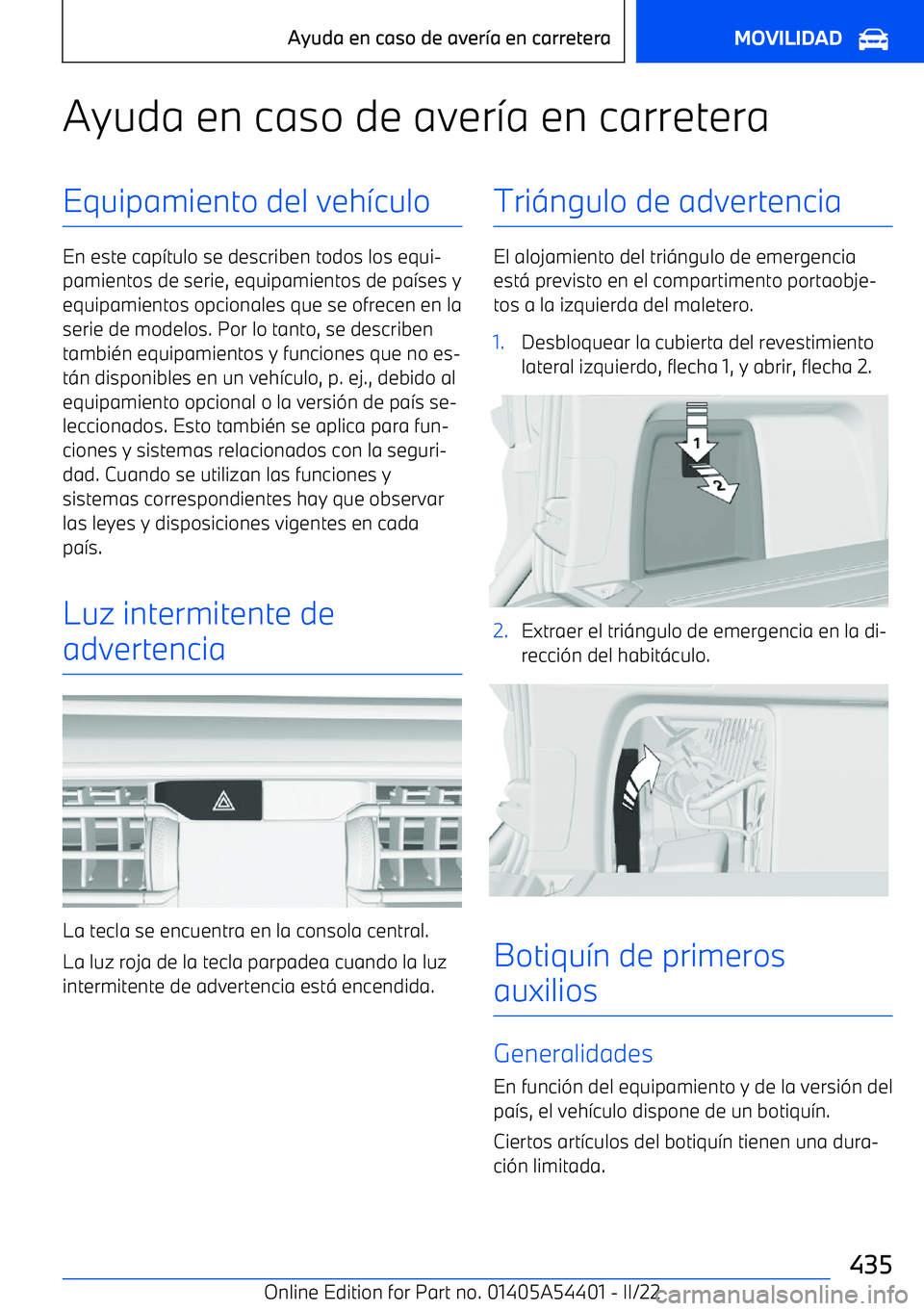 BMW X5 M 2022  Manuales de Empleo (in Spanish) Ayuda en caso de aver