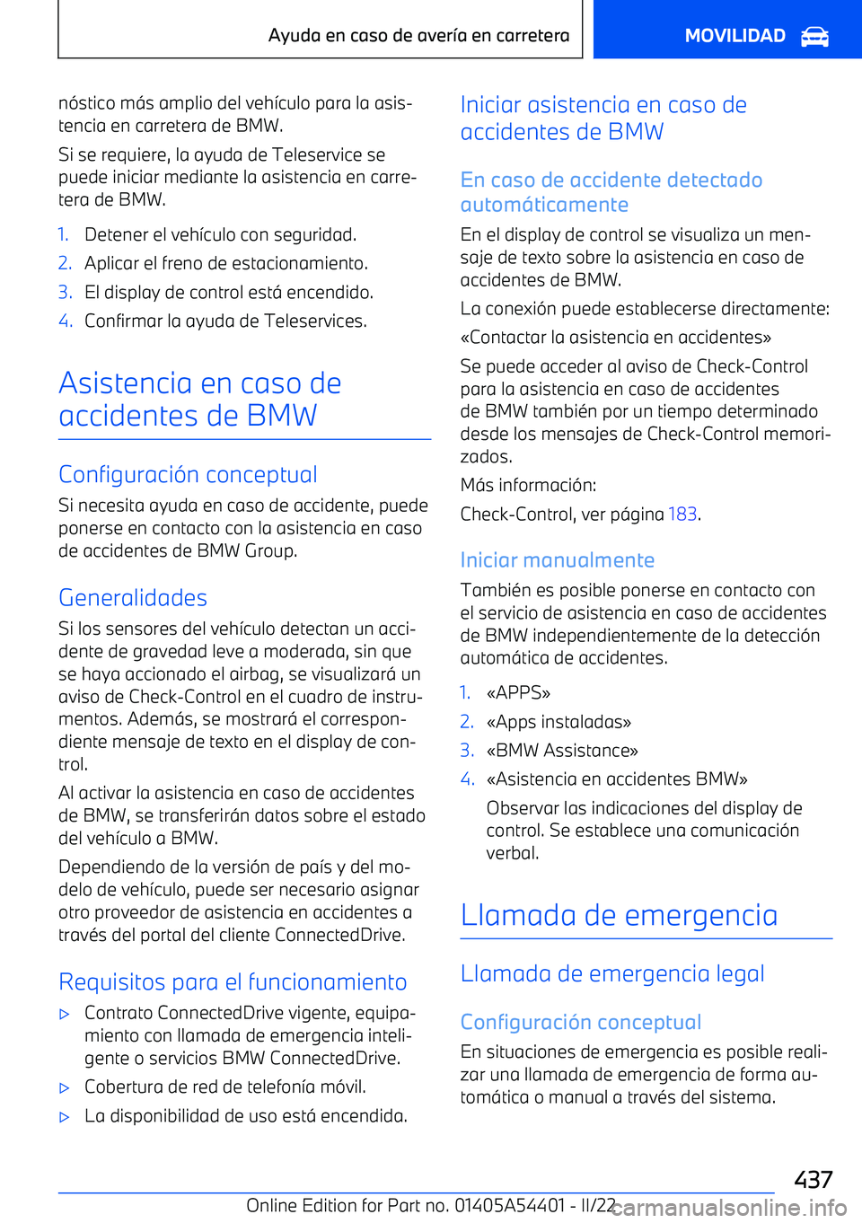 BMW X5 M 2022  Manuales de Empleo (in Spanish) n