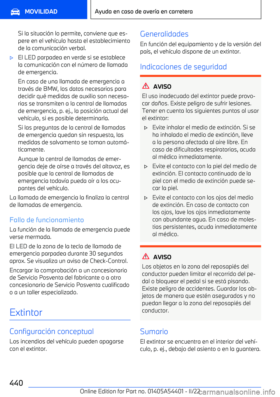 BMW X5 M 2022  Manuales de Empleo (in Spanish) Si la situaci