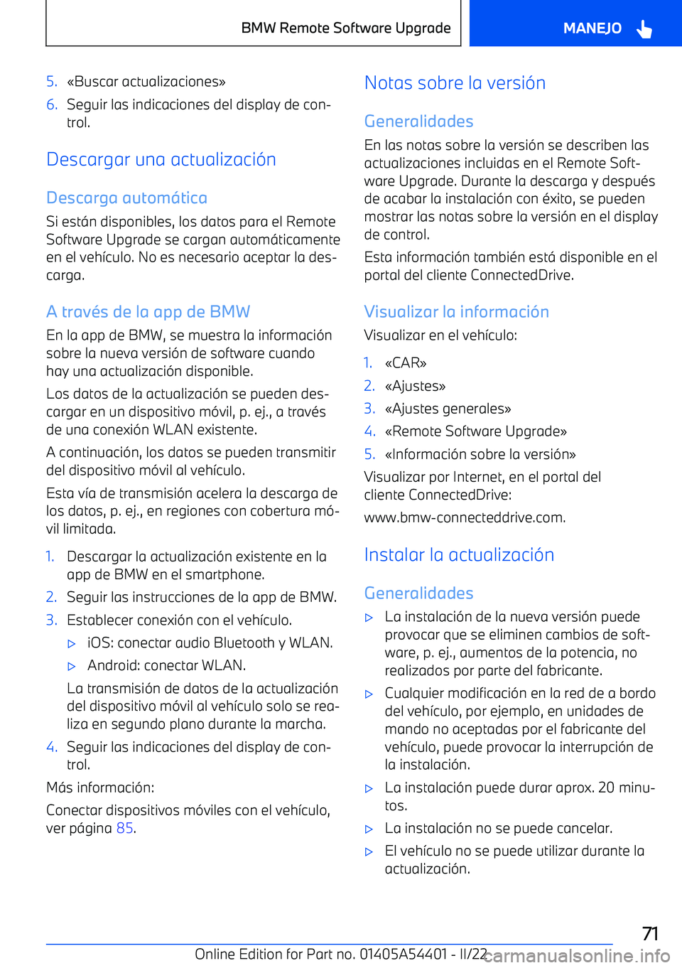 BMW X5 M 2022  Manuales de Empleo (in Spanish) 5.