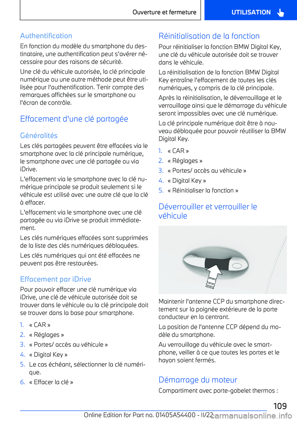 BMW X5 M 2022  Notices Demploi (in French) Authentification
En fonction du mod