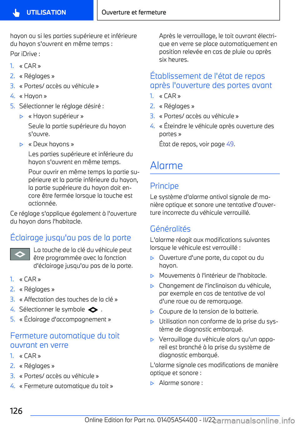 BMW X5 M 2022  Notices Demploi (in French) hayon ou si les parties supérieure et inférieuredu hayon s
