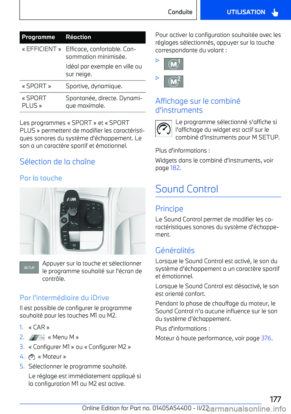 BMW X5 M 2022  Notices Demploi (in French) ProgrammeR