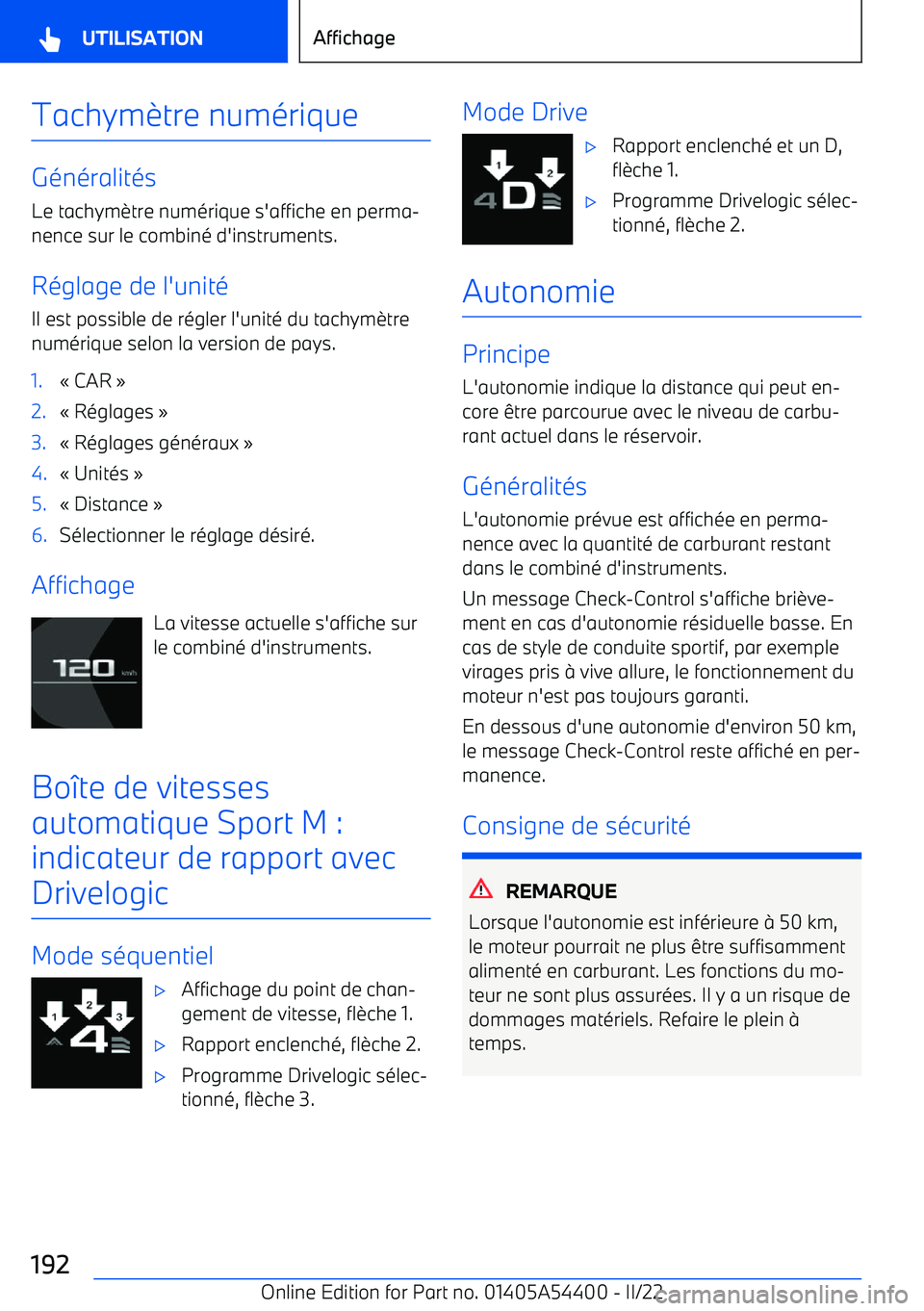 BMW X5 M 2022  Notices Demploi (in French) Tachym