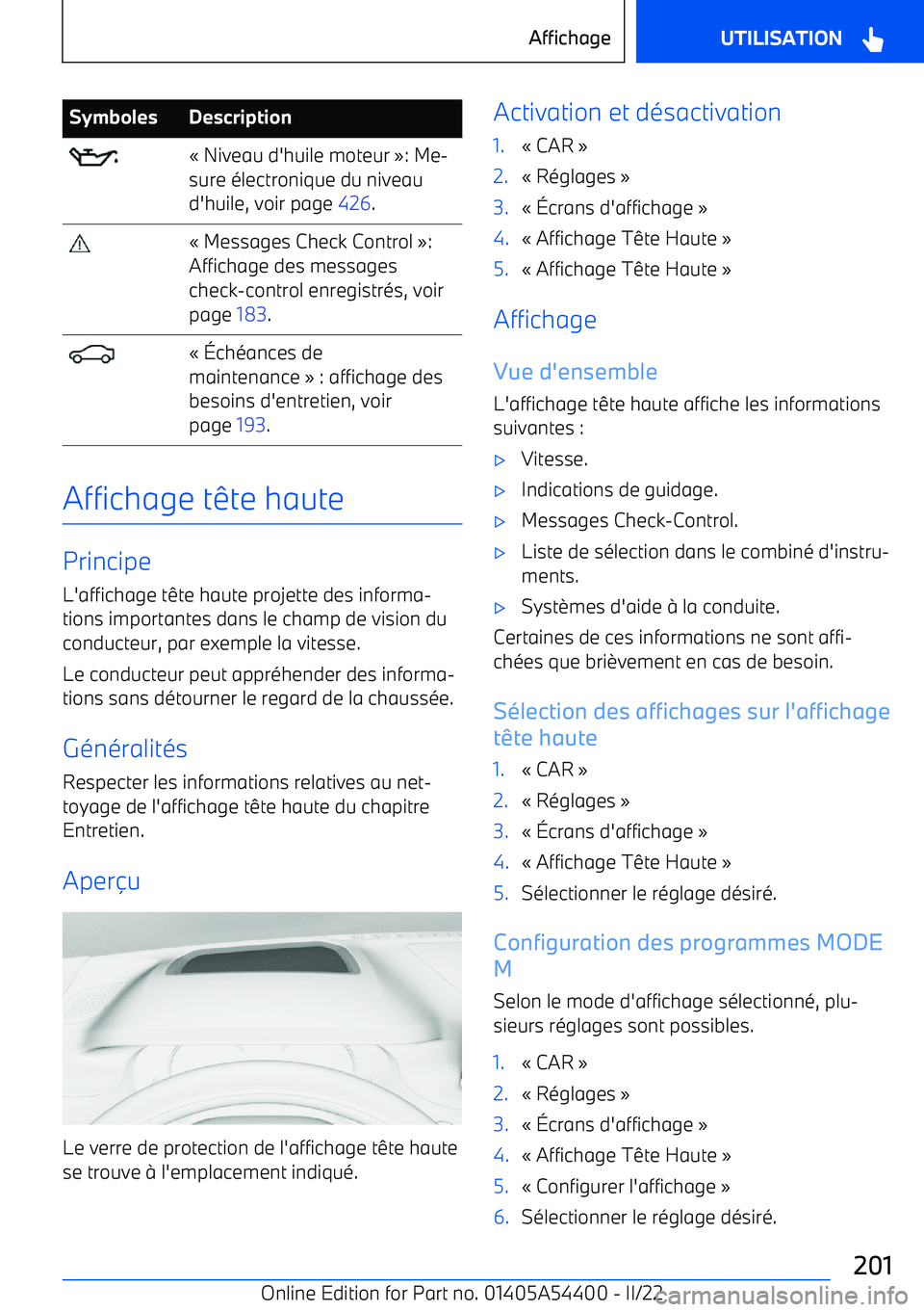 BMW X5 M 2022  Notices Demploi (in French) SymbolesDescription 