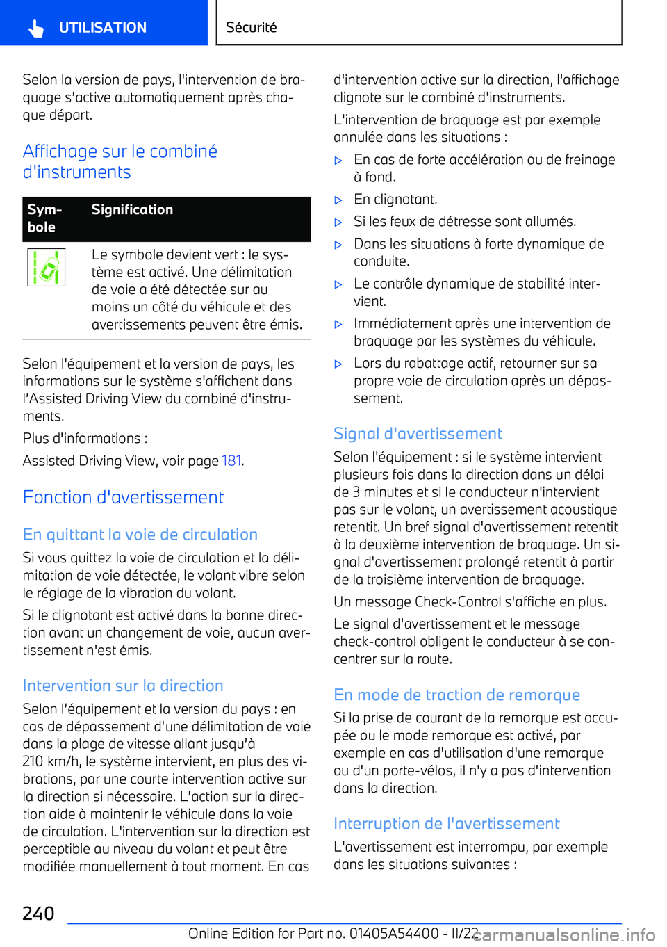 BMW X5 M 2022  Notices Demploi (in French) Selon la version de pays, l
