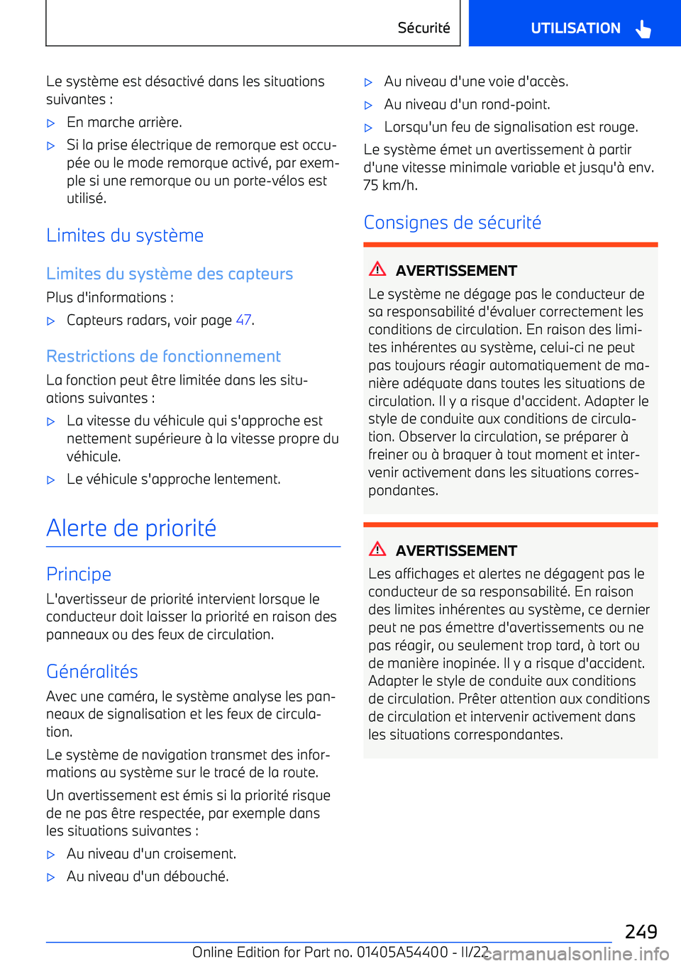 BMW X5 M 2022  Notices Demploi (in French) Le syst