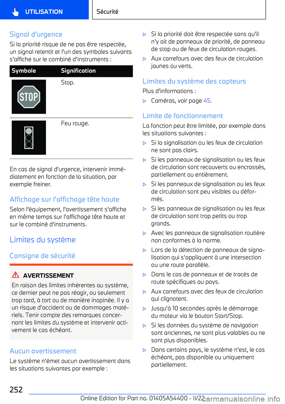 BMW X5 M 2022  Notices Demploi (in French) Signal d