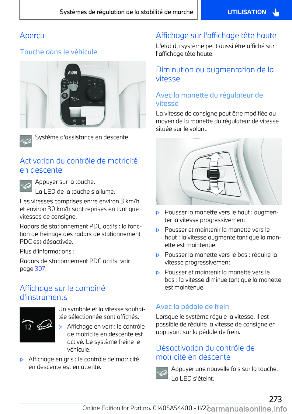 BMW X5 M 2022  Notices Demploi (in French) Aperu
Touche dans le v