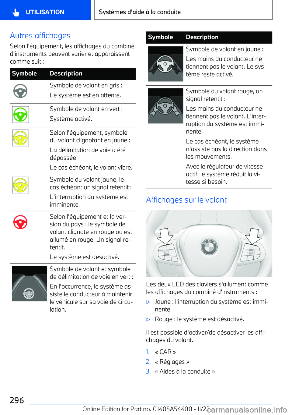 BMW X5 M 2022  Notices Demploi (in French) Autres affichagesSelon l
