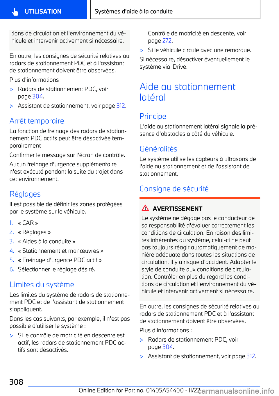 BMW X5 M 2022  Notices Demploi (in French) tions de circulation et l