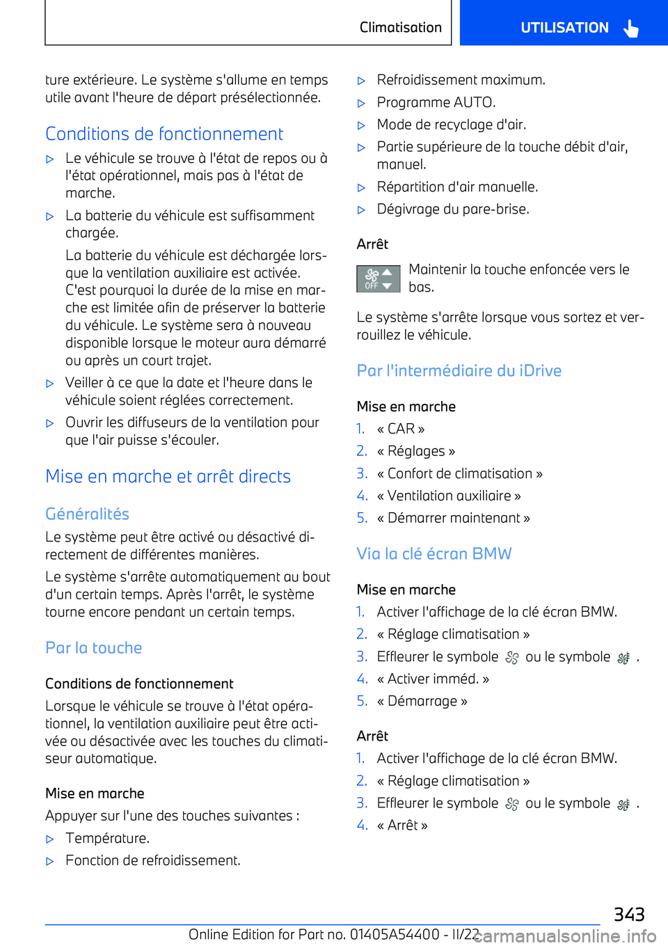 BMW X5 M 2022  Notices Demploi (in French) ture extérieure. Le syst