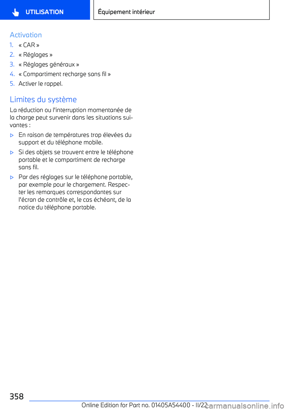 BMW X5 M 2022  Notices Demploi (in French) Activation1.