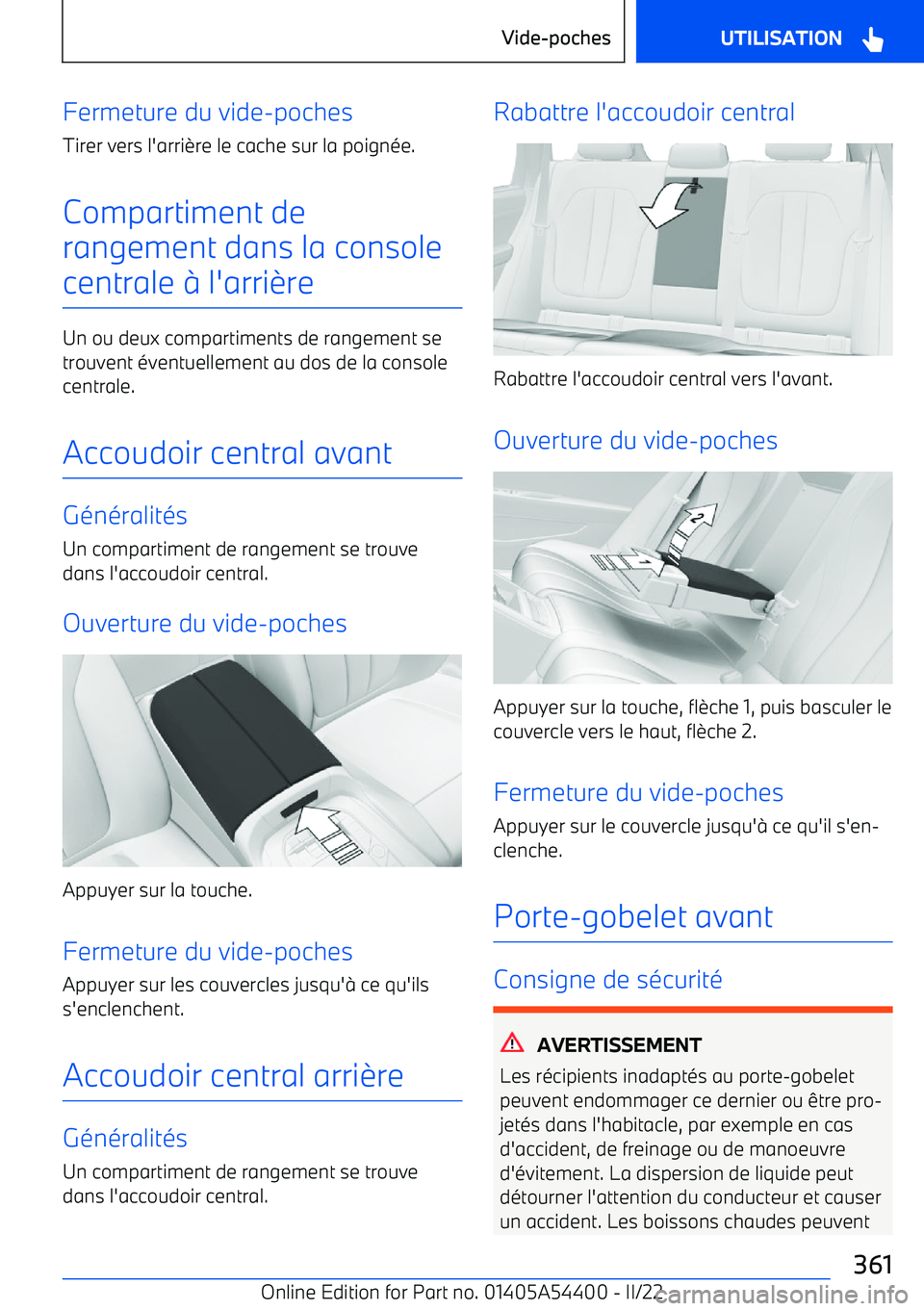 BMW X5 M 2022  Notices Demploi (in French) Fermeture du vide