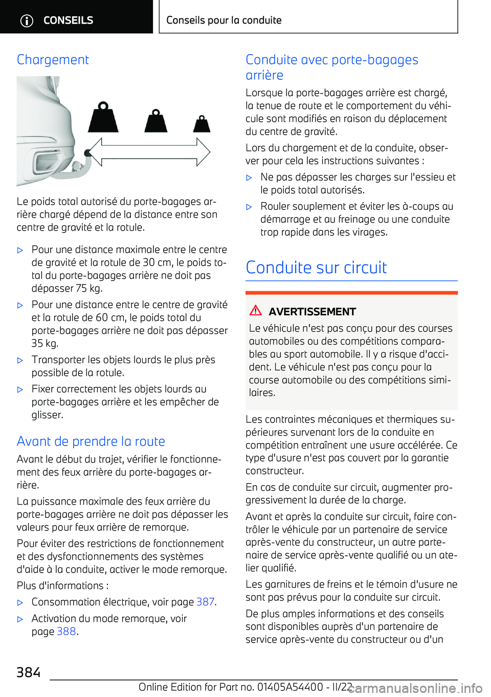 BMW X5 M 2022  Notices Demploi (in French) Chargement
Le poids total autorisé du porte