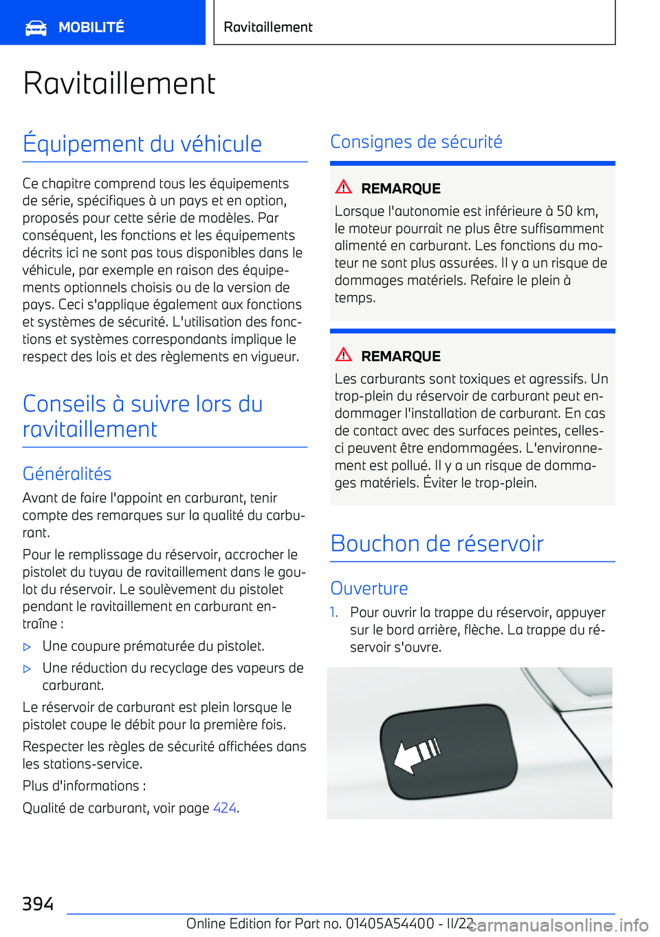 BMW X5 M 2022  Notices Demploi (in French) Ravitaillement