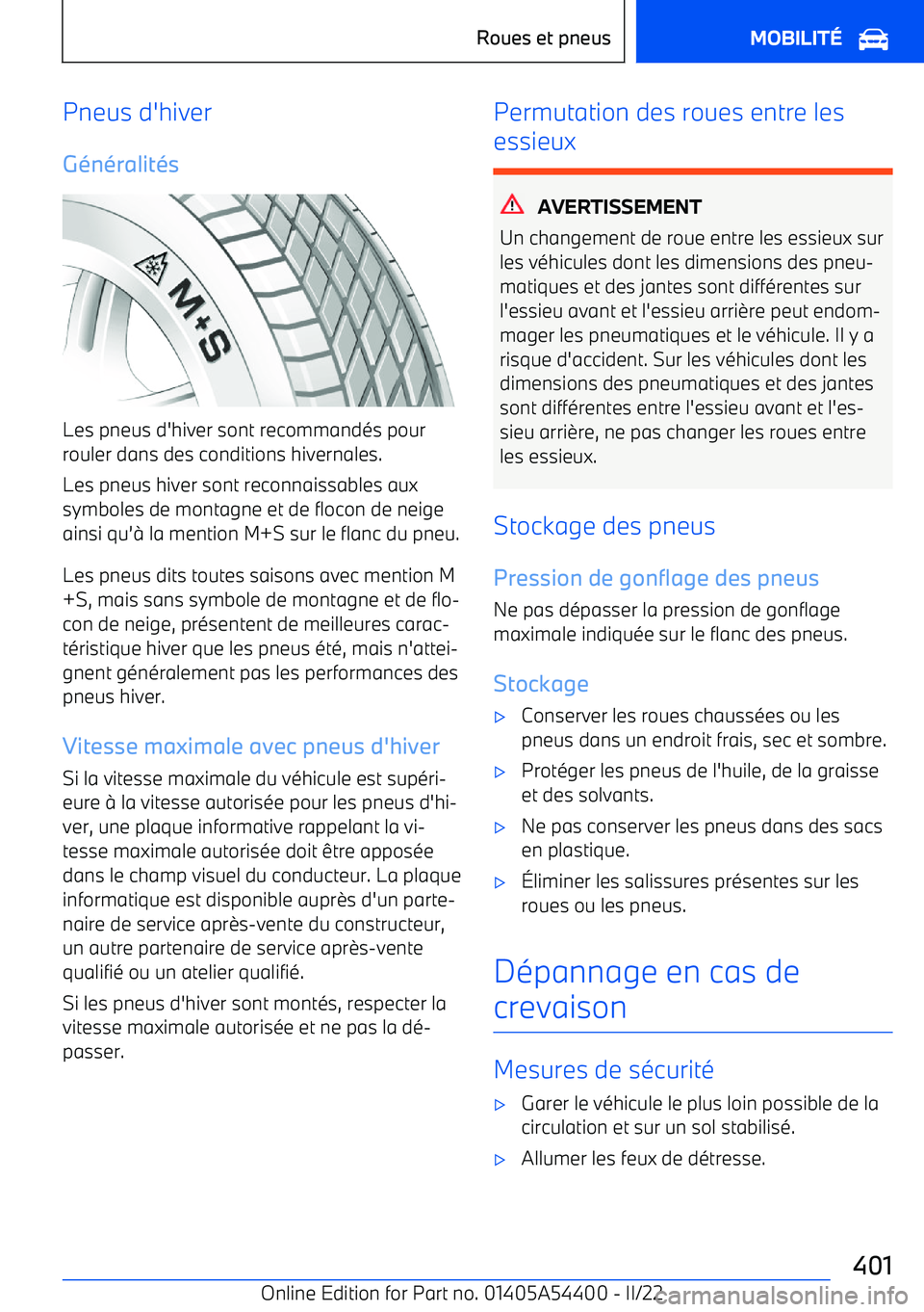 BMW X5 M 2022  Notices Demploi (in French) Pneus d