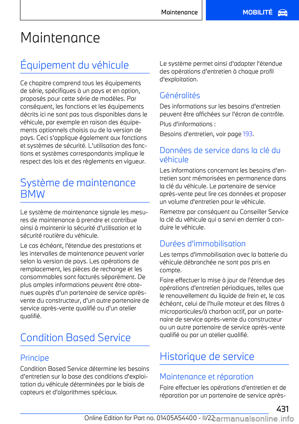 BMW X5 M 2022  Notices Demploi (in French) Maintenance