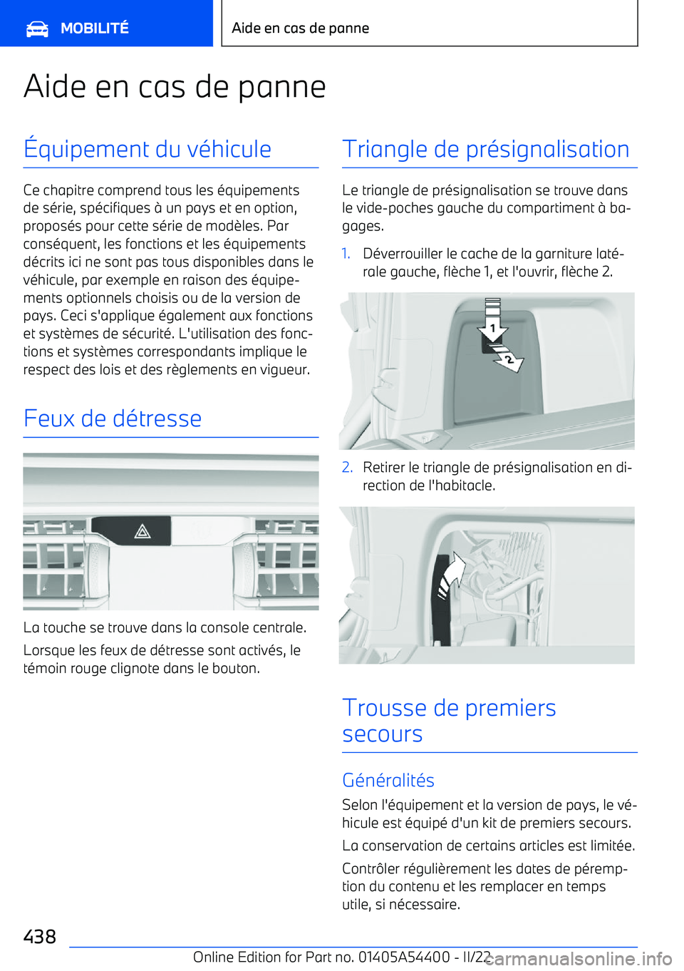BMW X5 M 2022  Notices Demploi (in French) Aide en cas de panne