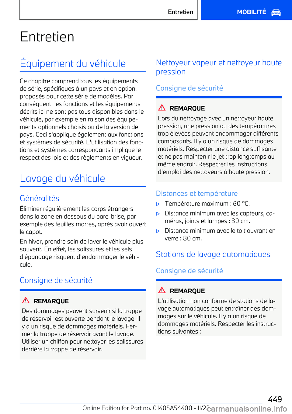 BMW X5 M 2022  Notices Demploi (in French) Entretien