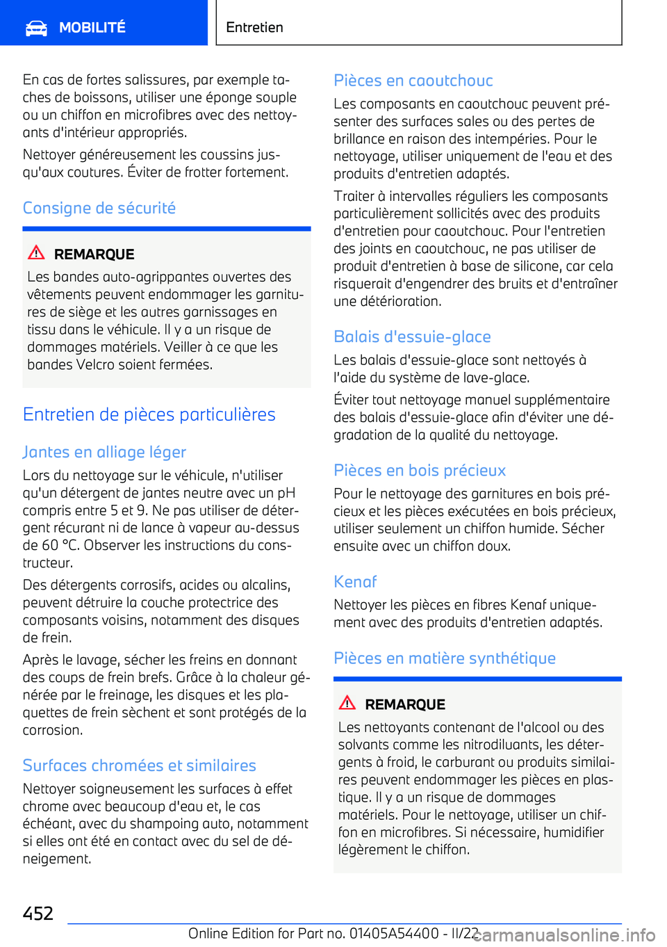 BMW X5 M 2022  Notices Demploi (in French) En cas de fortes salissures, par exemple ta