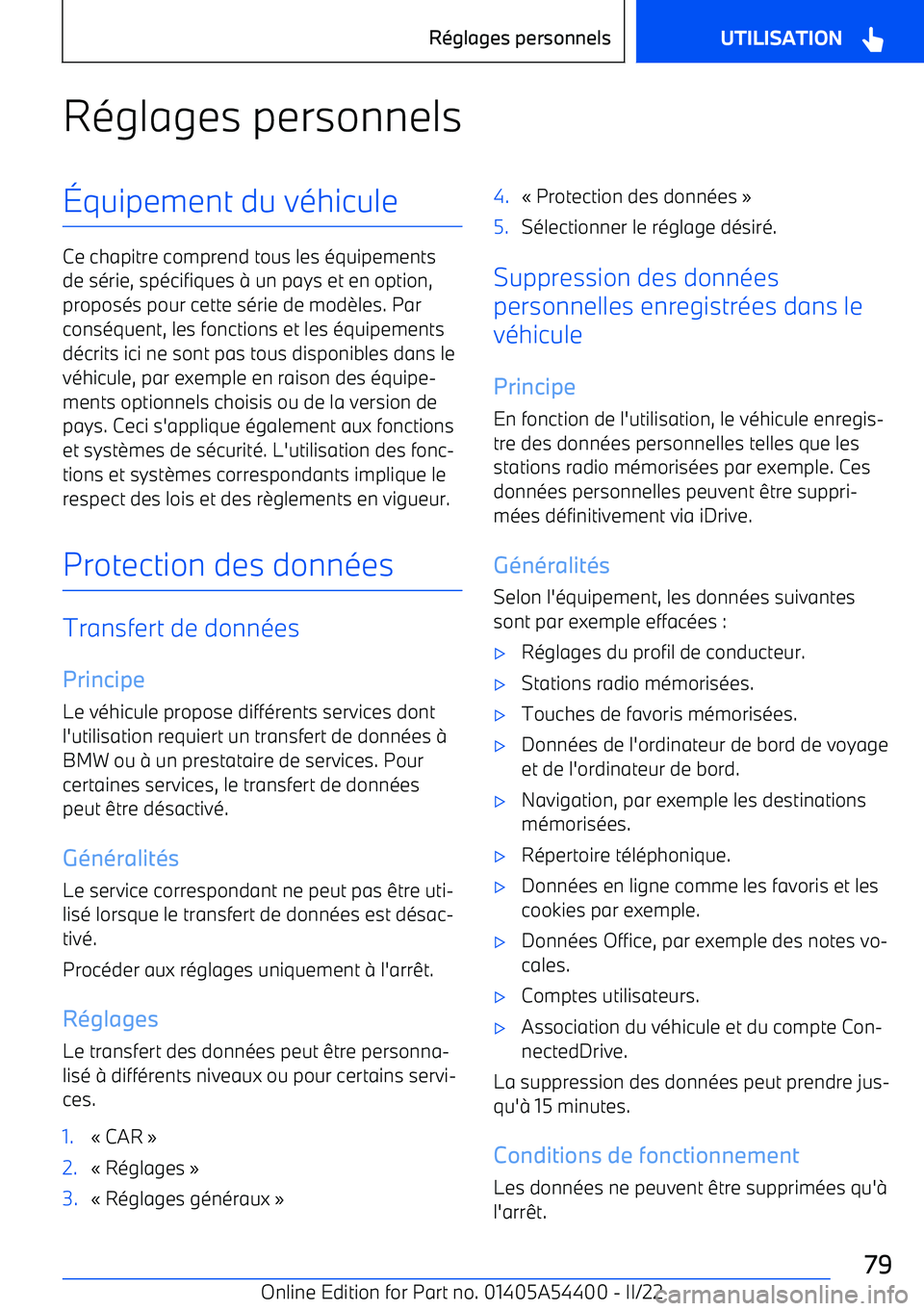 BMW X5 M 2022  Notices Demploi (in French) Réglages personnels
