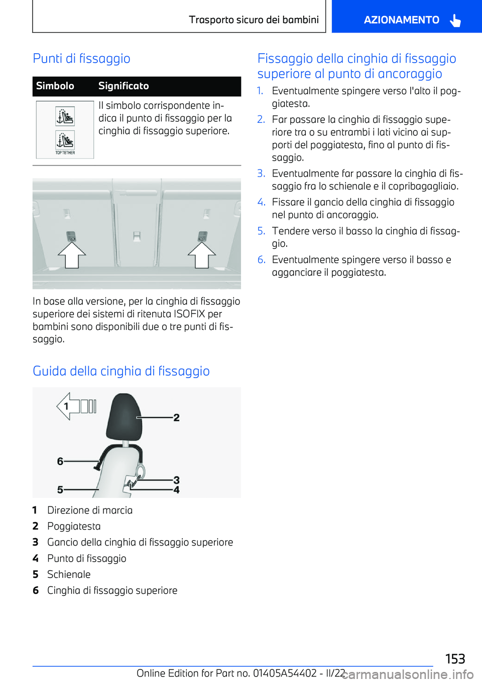 BMW X5 M 2022  Libretti Di Uso E manutenzione (in Italian) Punti di fissaggioSimboloSignificatoIl simbolo corrispondente in