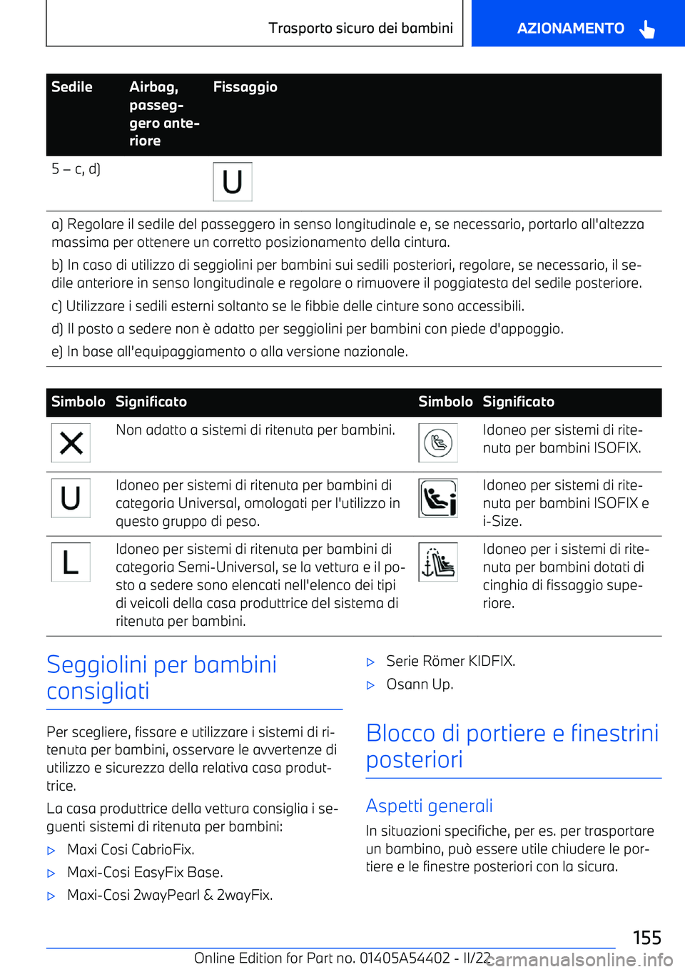 BMW X5 M 2022  Libretti Di Uso E manutenzione (in Italian) SedileAirbag,
passeg