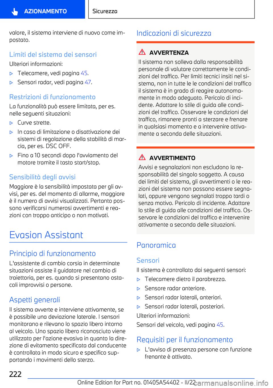 BMW X5 M 2022  Libretti Di Uso E manutenzione (in Italian) valore, il sistema interviene di nuovo come im
