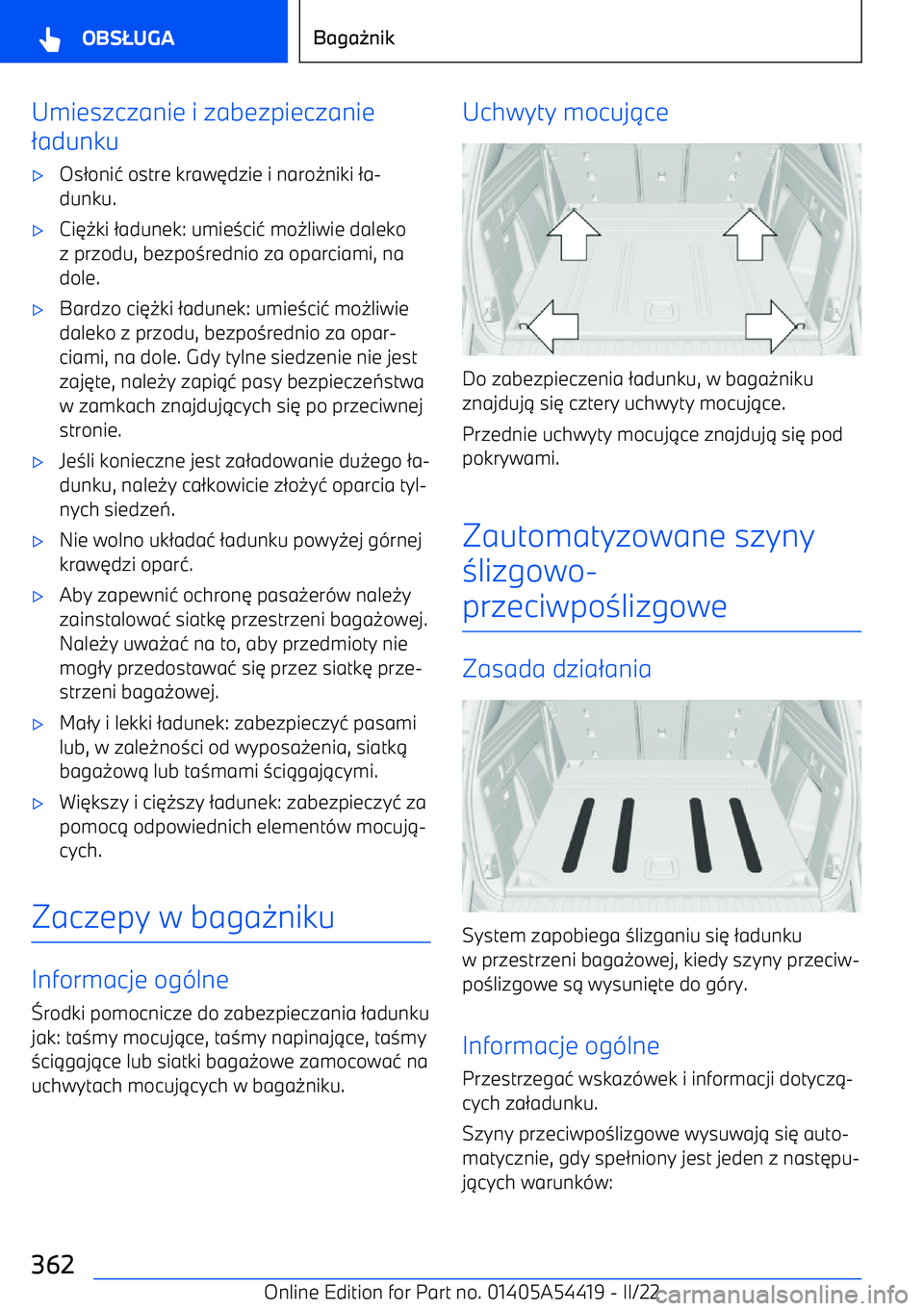 BMW X5 M 2022  Instrukcja obsługi (in Polish) Umieszczanie i zabezpieczanie
2 adunku
