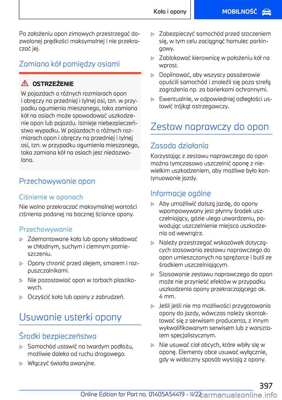 BMW X5 M 2022  Instrukcja obsługi (in Polish) Po za2o 0eniu opon zimowych przestrzega 4 do