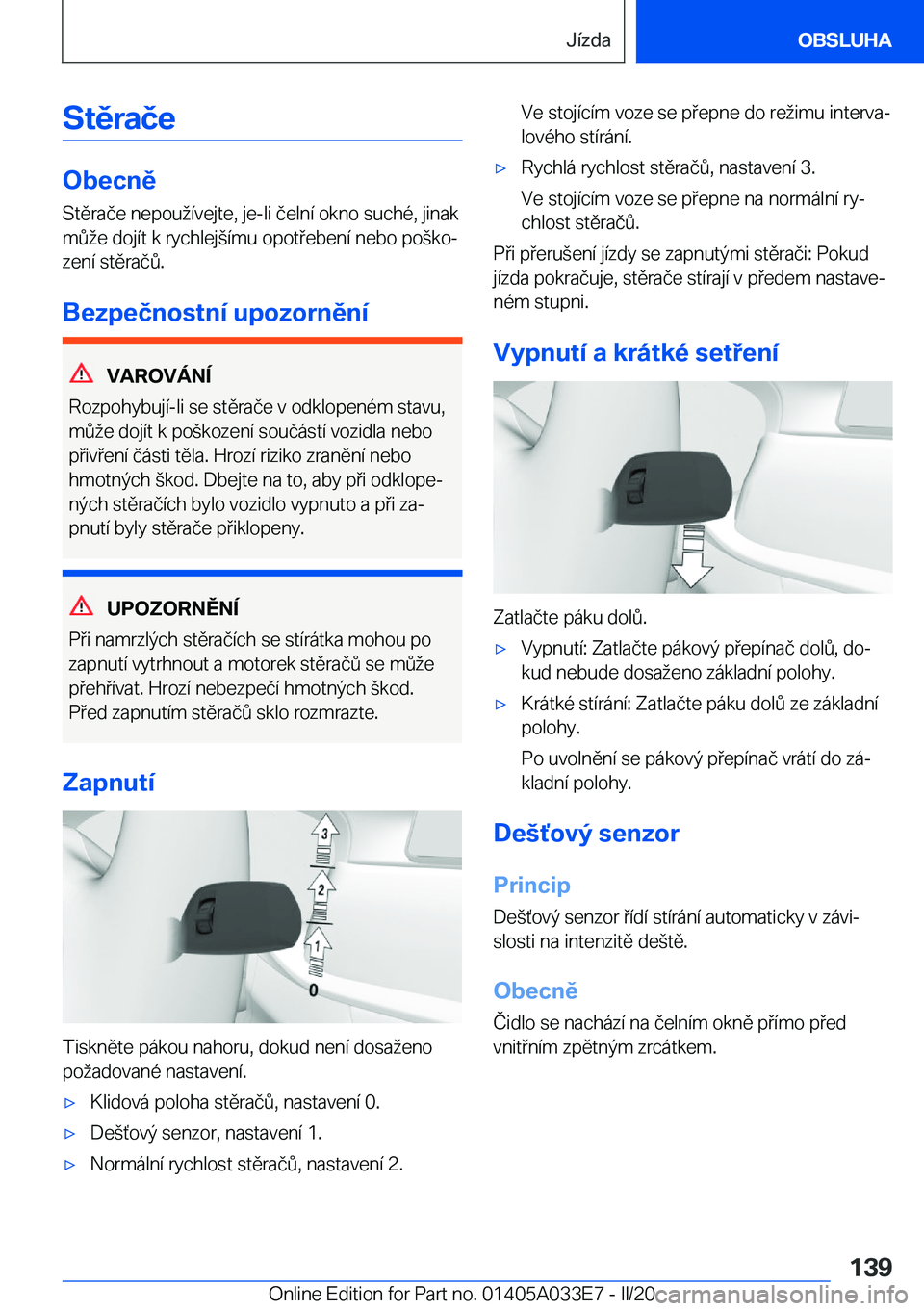 BMW X5 M 2020  Návod na použití (in Czech) �S�t�ě�r�a�č�e
�O�b�e�c�n�ě�S�t�
