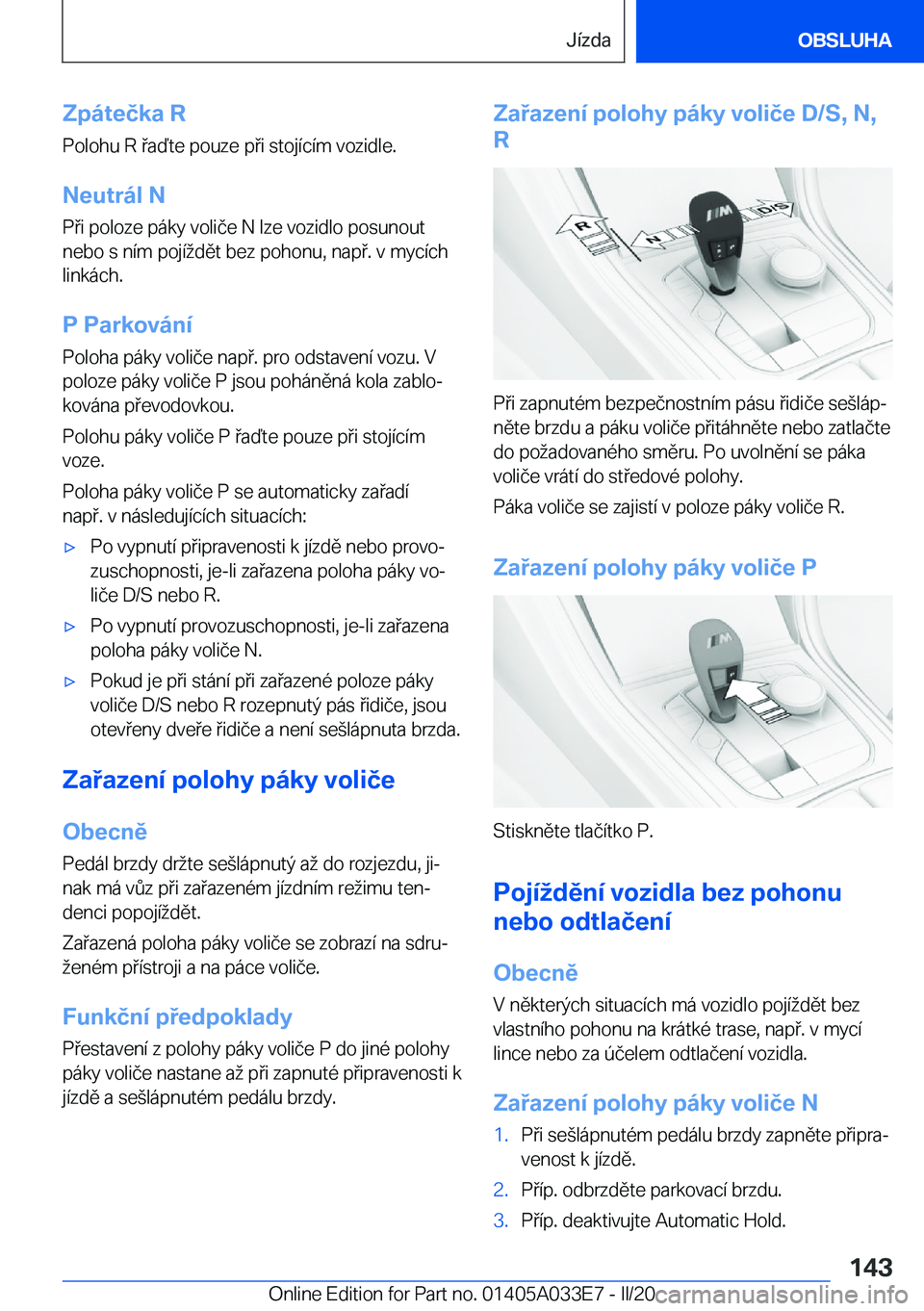 BMW X5 M 2020  Návod na použití (in Czech) �Z�p�