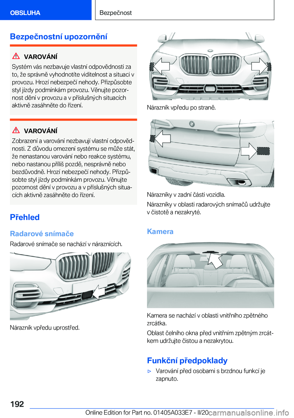 BMW X5 M 2020  Návod na použití (in Czech) �B�e�z�p�e�č�n�o�s�t�n�