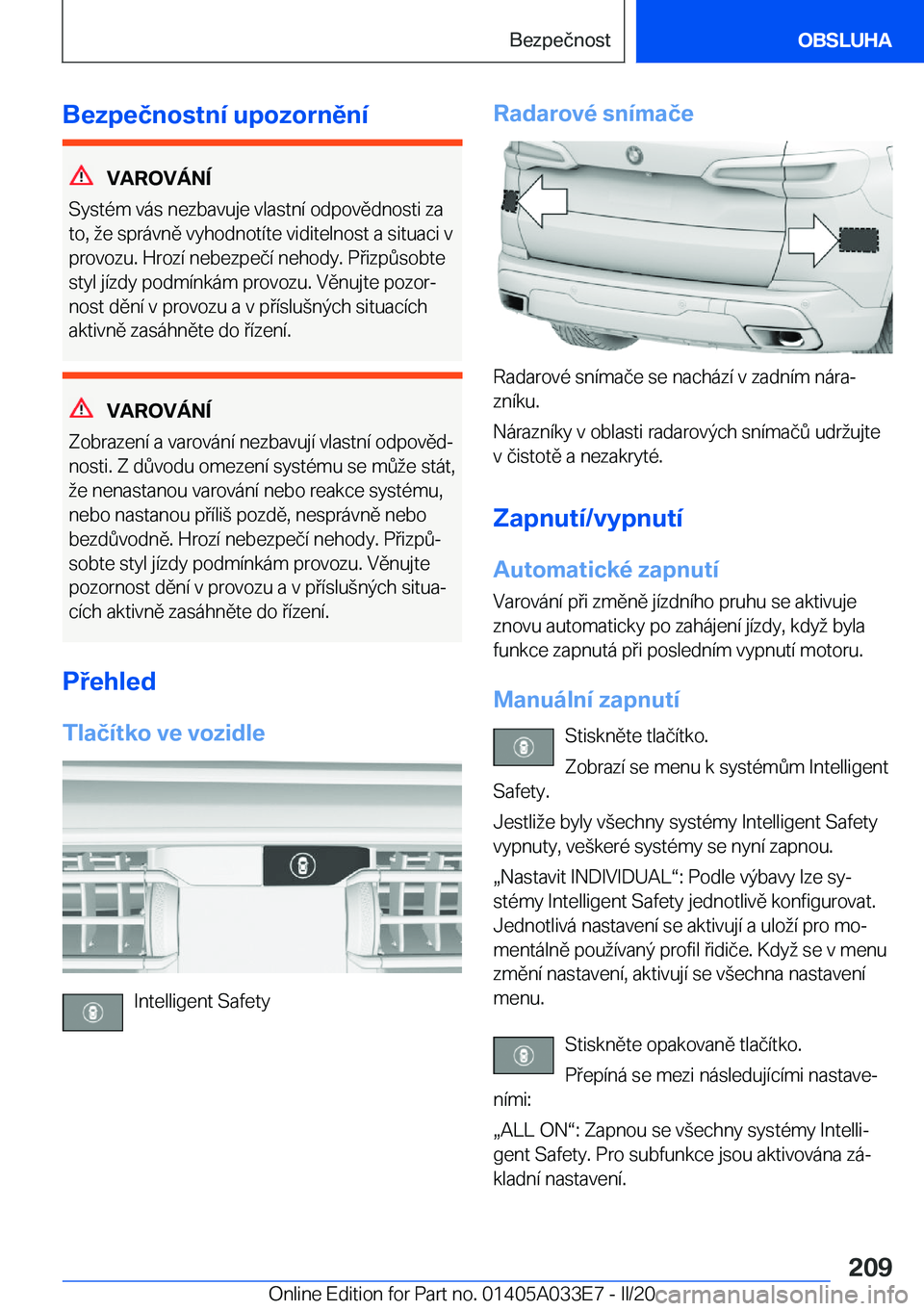 BMW X5 M 2020  Návod na použití (in Czech) �B�e�z�p�e�č�n�o�s�t�n�