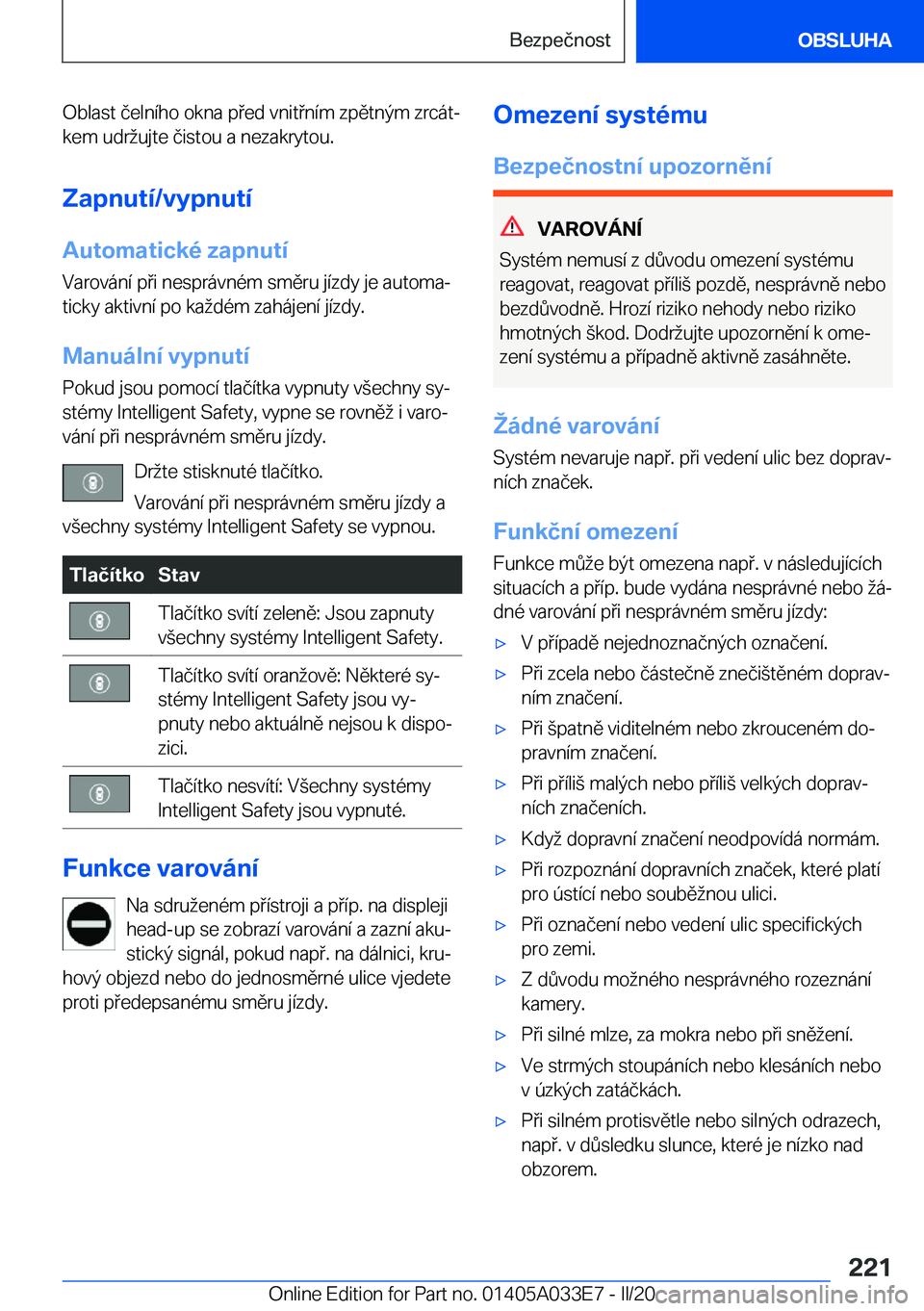 BMW X5 M 2020  Návod na použití (in Czech) �O�b�l�a�s�t��č�e�l�n�