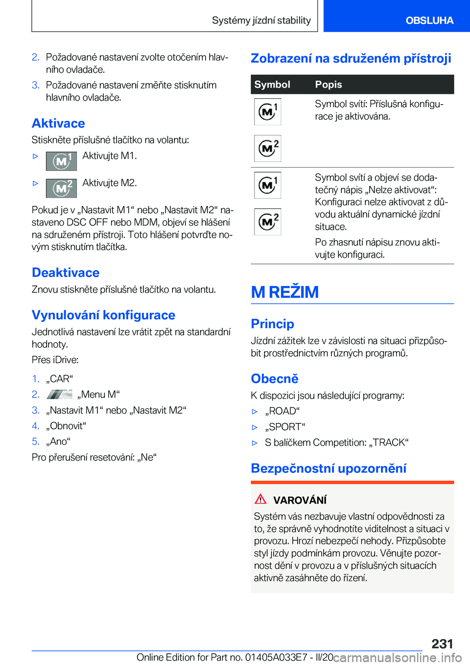 BMW X5 M 2020  Návod na použití (in Czech) �2�.�P�o�a�d�o�v�a�n�
