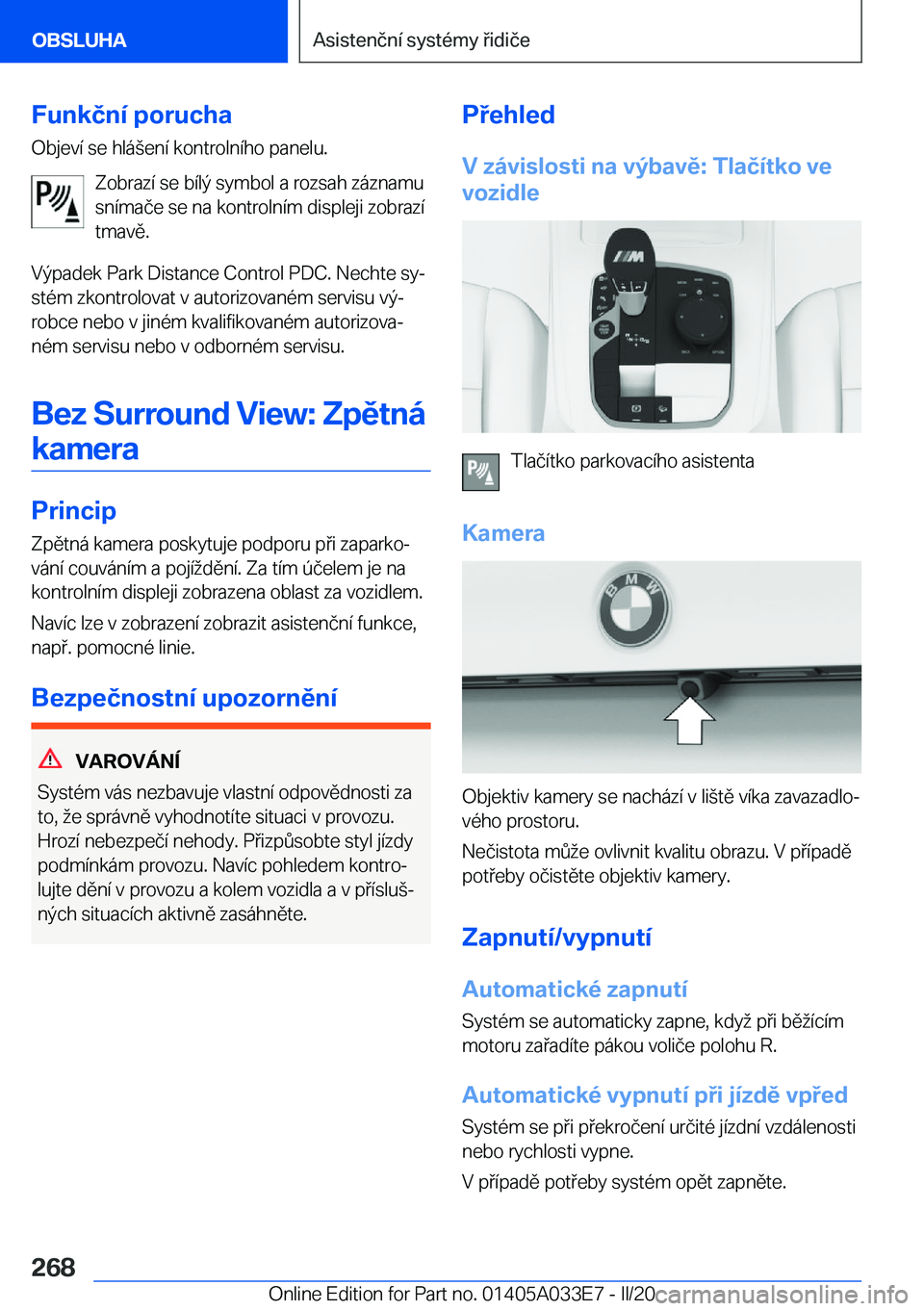BMW X5 M 2020  Návod na použití (in Czech) �F�u�n�k�č�n�