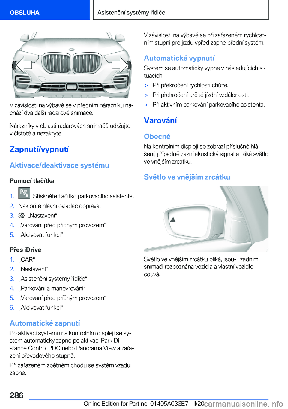 BMW X5 M 2020  Návod na použití (in Czech) �V��z�
