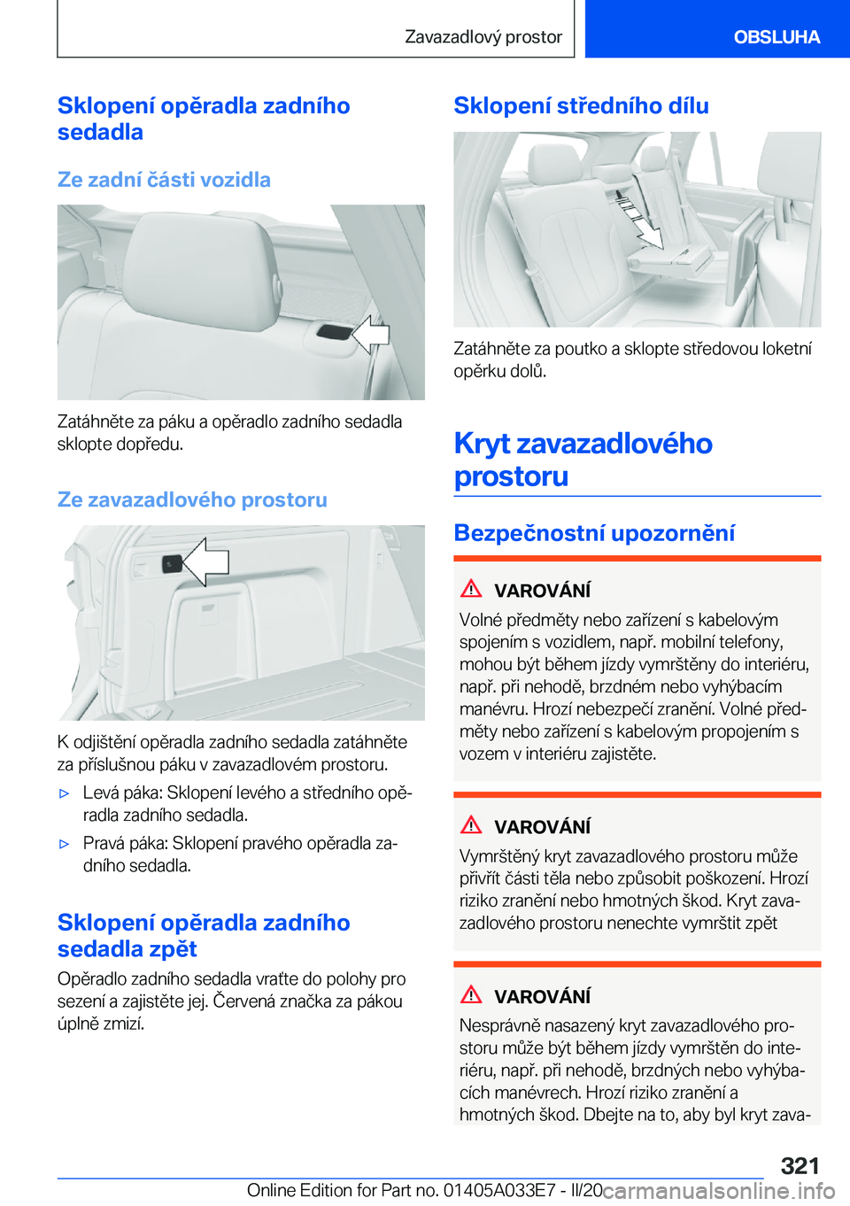 BMW X5 M 2020  Návod na použití (in Czech) �S�k�l�o�p�e�n�