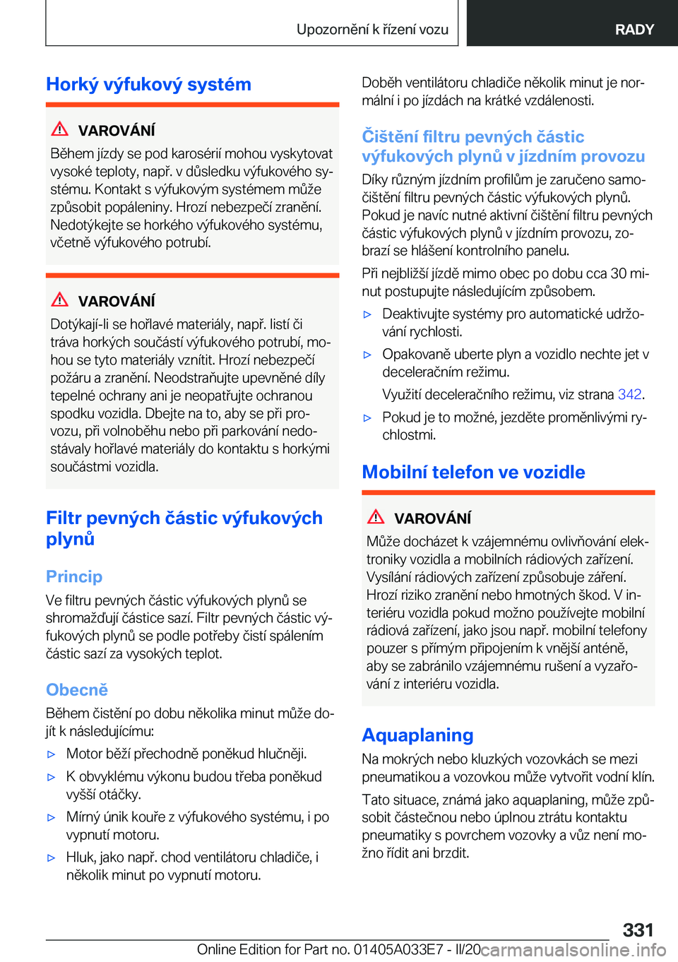 BMW X5 M 2020  Návod na použití (in Czech) �H�o�r�k�