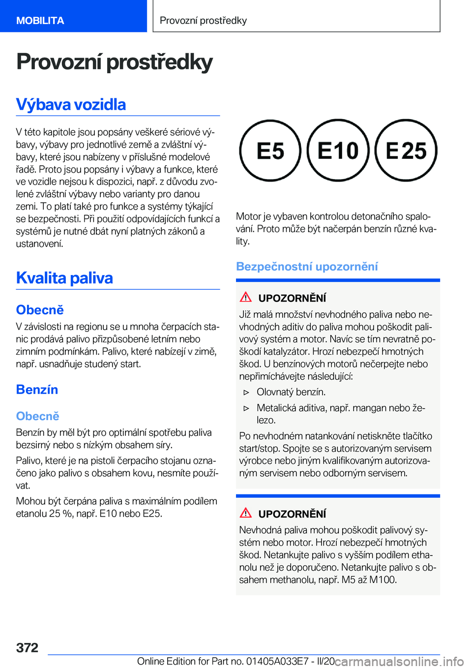 BMW X5 M 2020  Návod na použití (in Czech) �P�r�o�v�o�z�n�