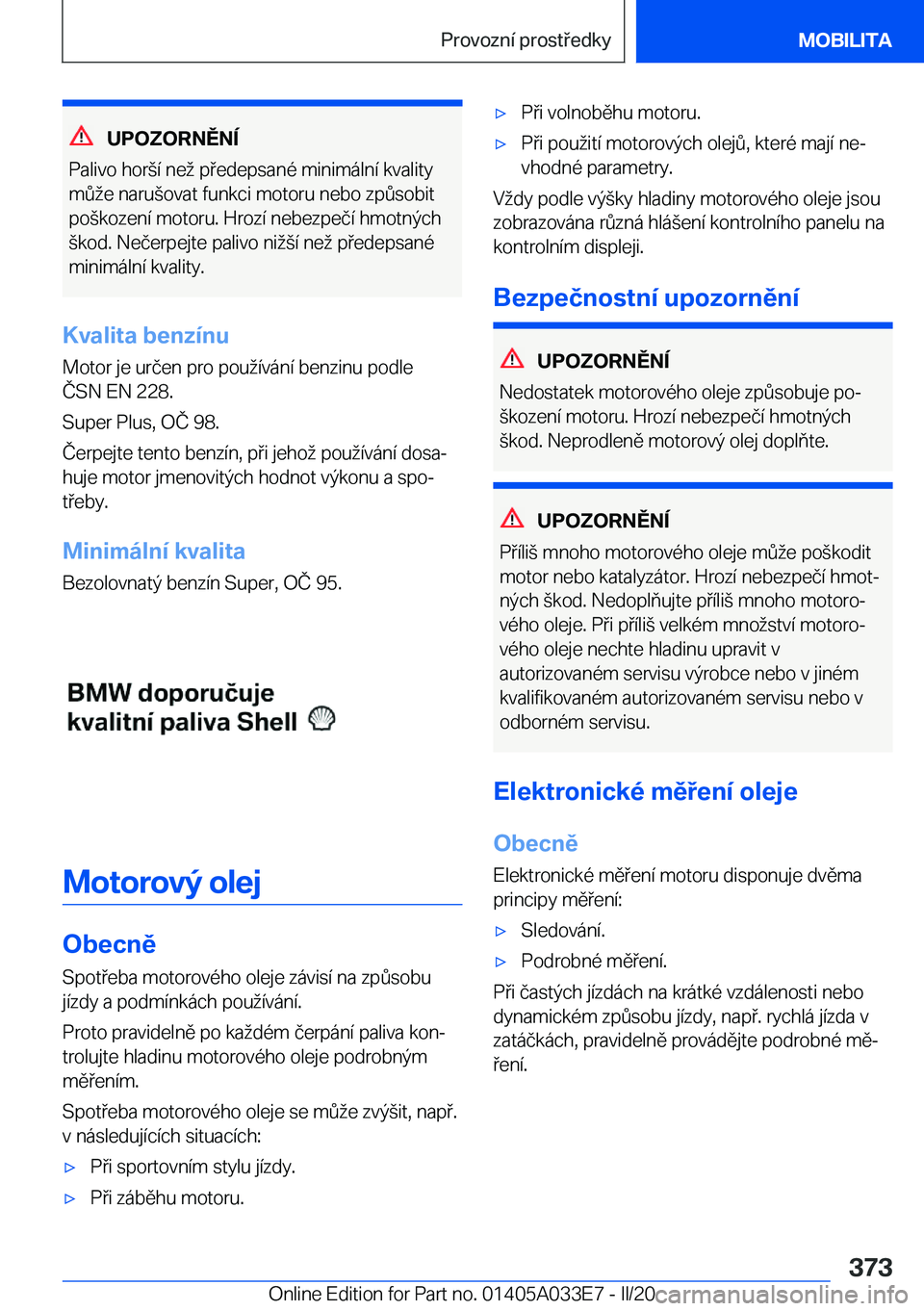 BMW X5 M 2020  Návod na použití (in Czech) �U�P�O�Z�O�R�N�Ě�N�