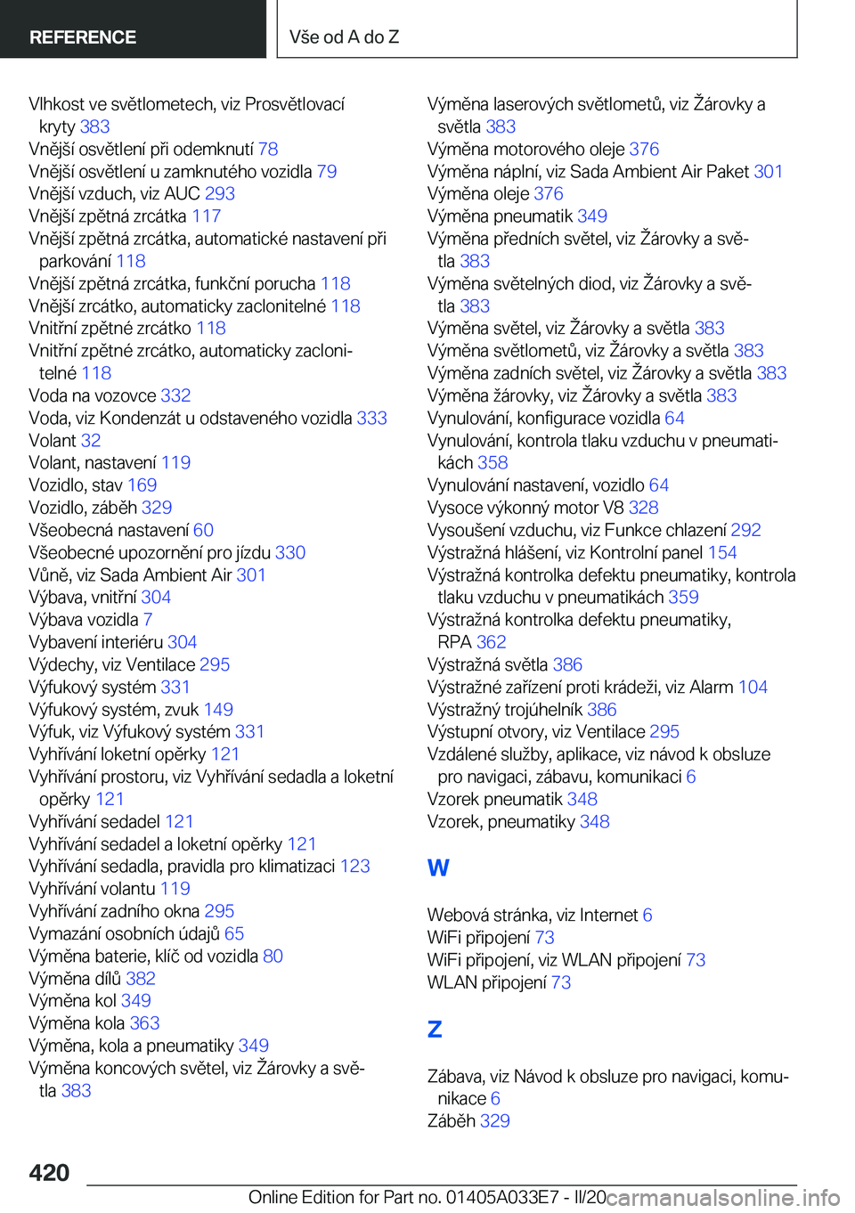 BMW X5 M 2020  Návod na použití (in Czech) �V�l�h�k�o�s�t��v�e��s�v�
