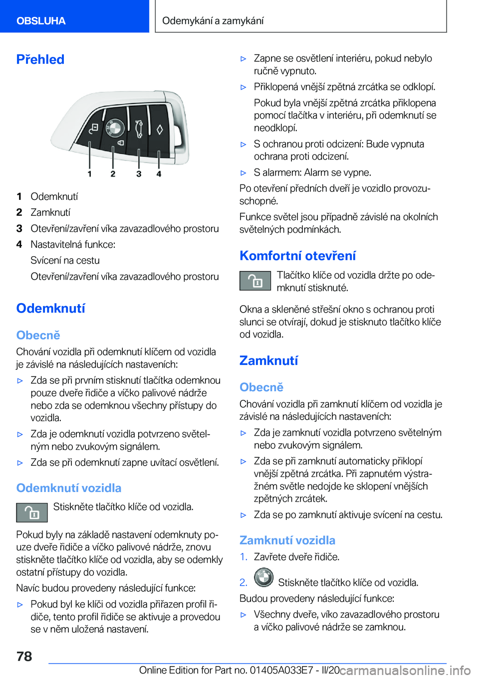 BMW X5 M 2020  Návod na použití (in Czech) �P�e�h�l�e�d�1�O�d�e�m�k�n�u�t�