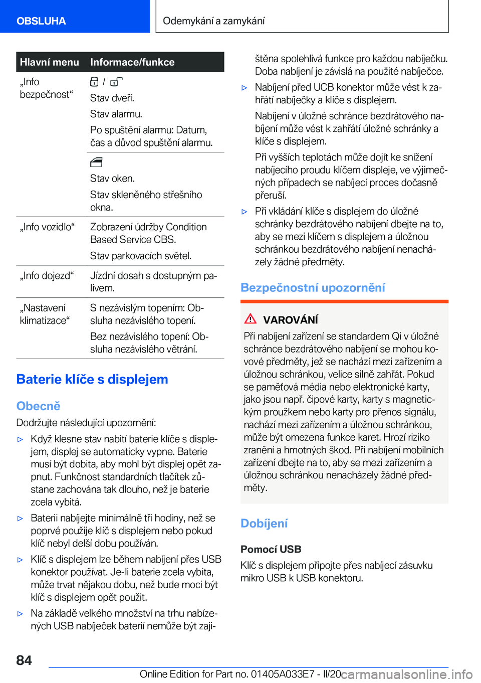 BMW X5 M 2020  Návod na použití (in Czech) �H�l�a�v�n�