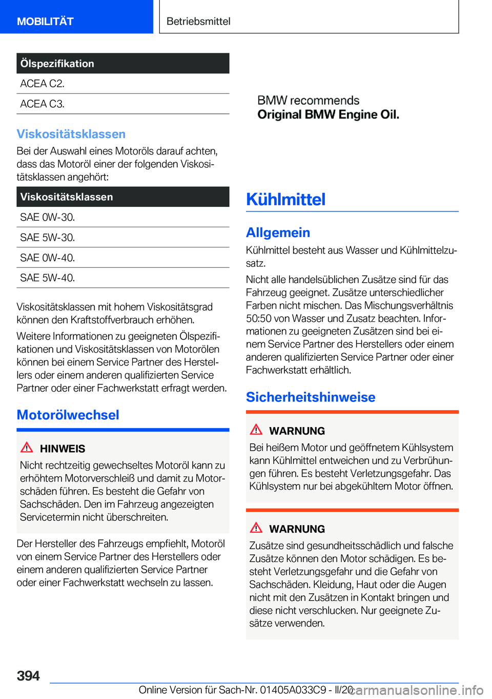 BMW X5 M 2020  Betriebsanleitungen (in German) �